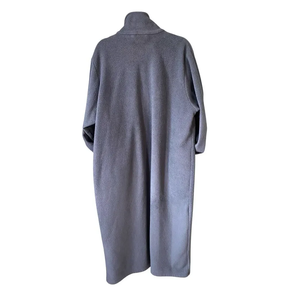 LL Bean Women Size XL Cozy Fleece Robe Full Zip Longline Casual Green House Coat